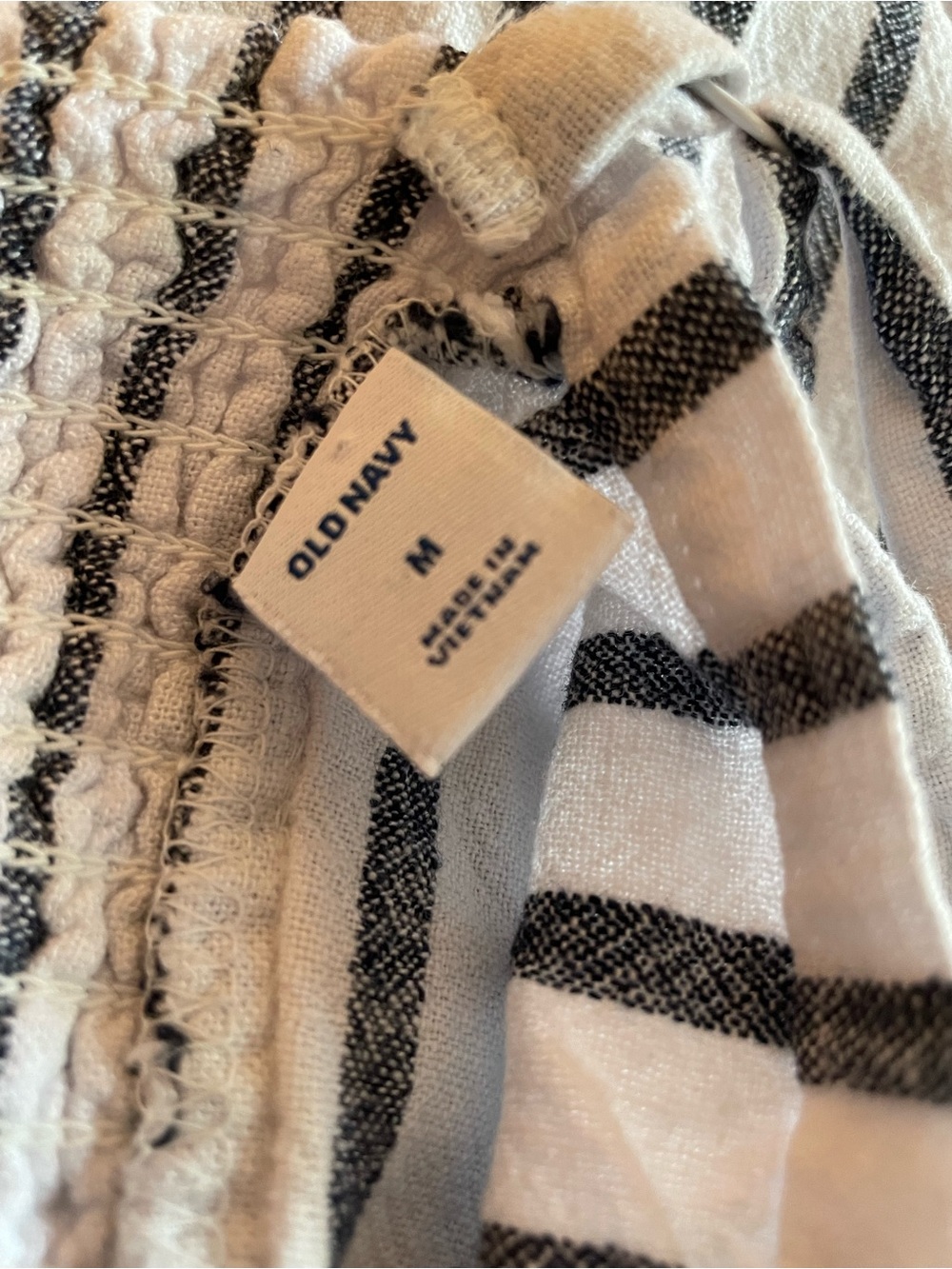 Old Navy White and Black Striped Button-Front Linen Blend Jumpsuit - Picture 5 of 6